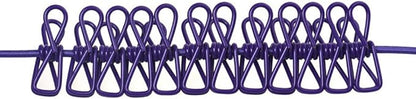 12 Clips & 2 Hooks Portable Outdoor Clothesline Rope Nylon