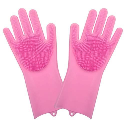 Gloves-Silicone Dish Washing Gloves, Silicon Cleaning Gloves, Silicon Hand Gloves for Kitchen Dishwashing and Pet Grooming, Heat Resistant Gloves (Multicolor, Set of 1)