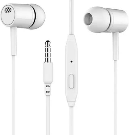 Wired In-Ear Headphones with Mic (Pack of 2, Black & White)